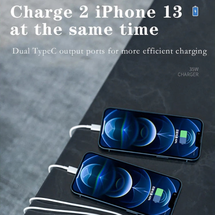 35W PD3.0 USB-C / Type-C Dual Port Charger with 1m Type-C to Type-C Data Cable, US Plug - USB Charger by PMC Jewellery | Online Shopping South Africa | PMC Jewellery | Buy Now Pay Later Mobicred