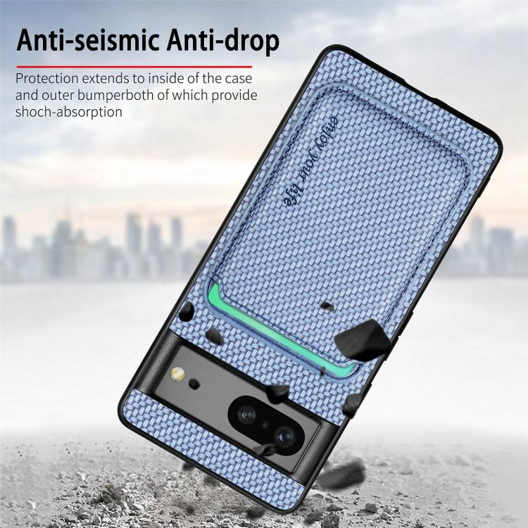 For Google Pixel 7 Carbon Fiber Leather Card Magsafe Phone Case(Brown) - Google Cases by PMC TechLife | Online Shopping South Africa | PMC TechLife | Buy Now Pay Later Mobicred