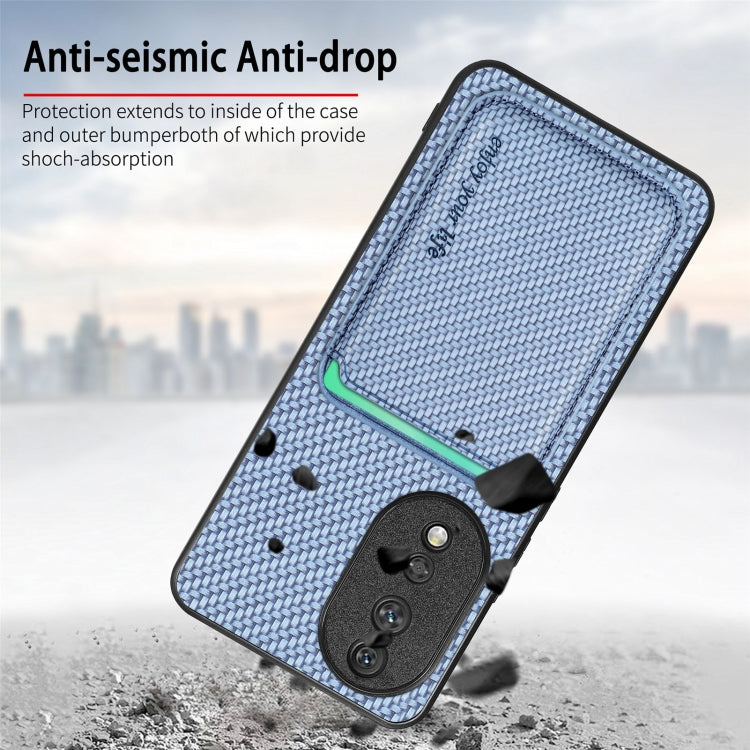 For Honor 80 Carbon Fiber Leather Card Magsafe Phone Case(Brown) - Honor Cases by PMC TechLife | Online Shopping South Africa | PMC TechLife | Buy Now Pay Later Mobicred