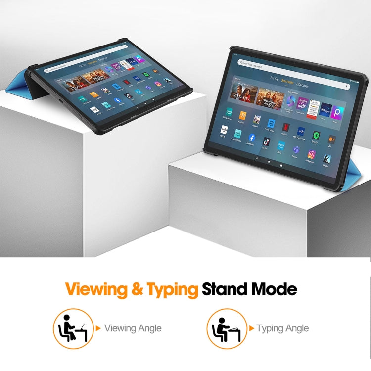 For Amazon Fire Max 11 ENKAY Tri-fold Custer Texture Leather Smart Tablet Case(Light Blue) - Amazon by ENKAY | Online Shopping South Africa | PMC TechLife | Buy Now Pay Later Mobicred