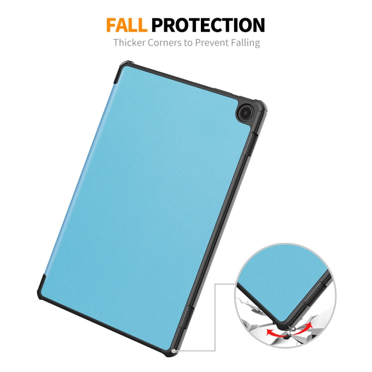 For Amazon Fire Max 11 ENKAY Tri-fold Custer Texture Leather Smart Tablet Case(Light Blue) - Amazon by ENKAY | Online Shopping South Africa | PMC TechLife | Buy Now Pay Later Mobicred