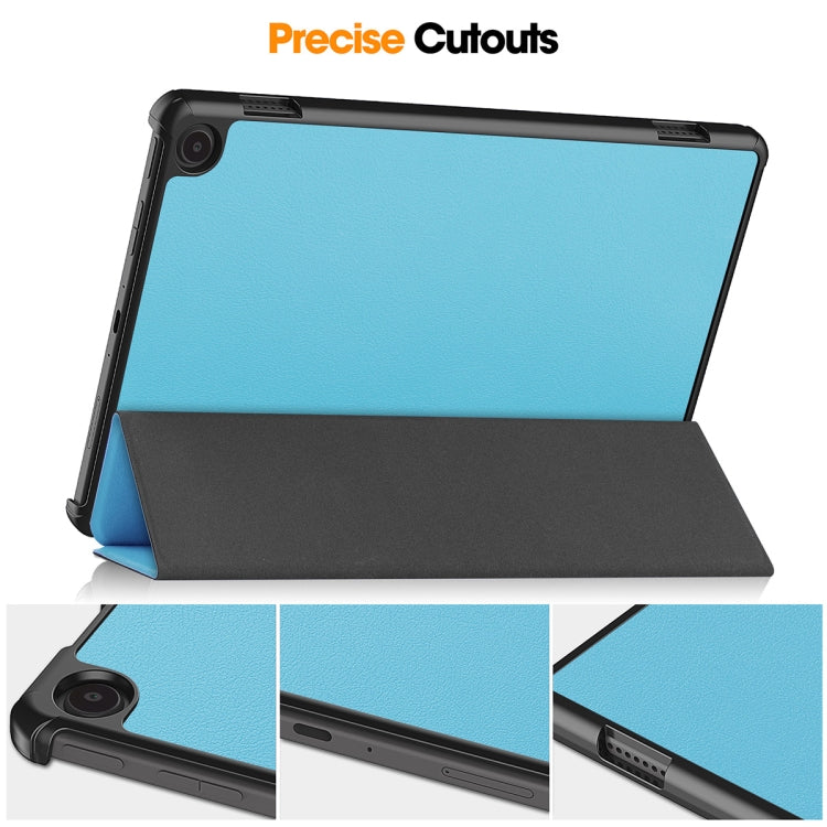 For Amazon Fire Max 11 ENKAY Tri-fold Custer Texture Leather Smart Tablet Case(Light Blue) - Amazon by ENKAY | Online Shopping South Africa | PMC TechLife | Buy Now Pay Later Mobicred