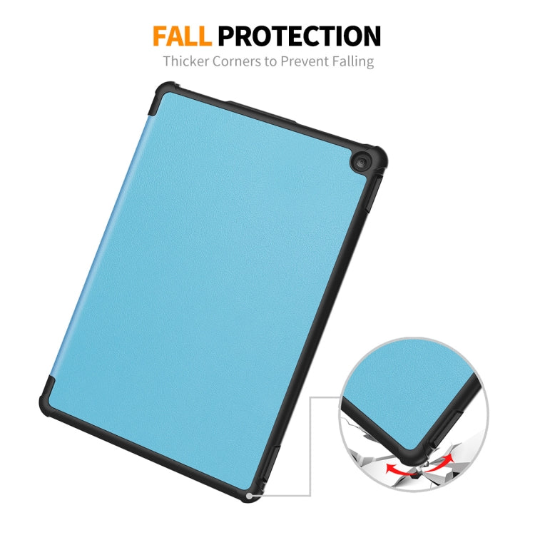 For Amazon Fire HD 10 2023 ENKAY ENKAY Tri-fold Custer Texture Leather Smart Tablet Case(Black) - Amazon by ENKAY | Online Shopping South Africa | PMC TechLife | Buy Now Pay Later Mobicred