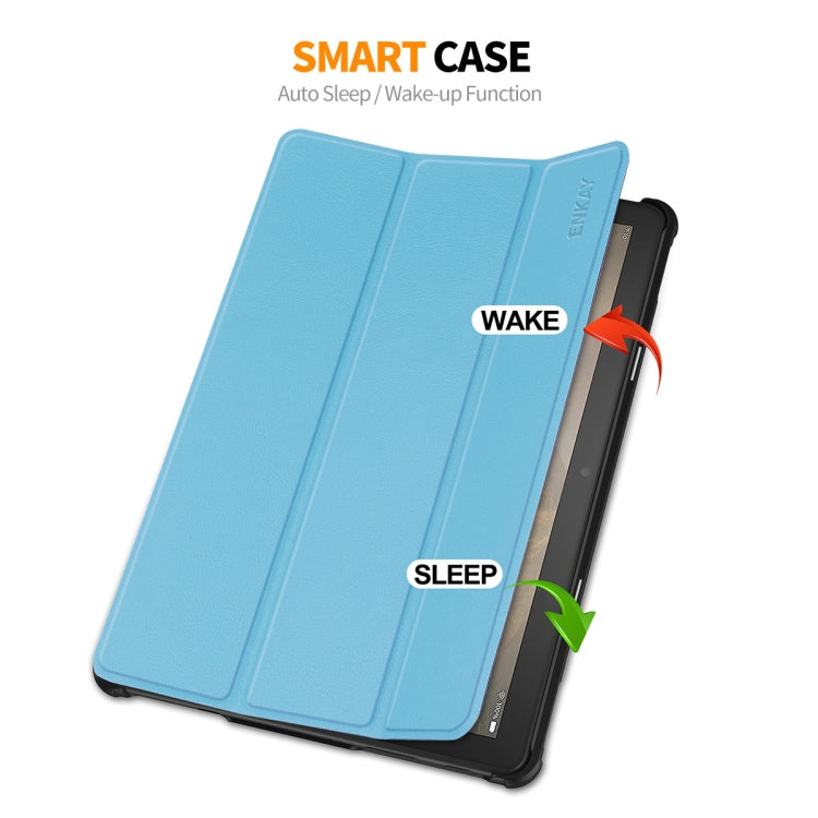 For Amazon Fire HD 10 2023 ENKAY ENKAY Tri-fold Custer Texture Leather Smart Tablet Case(Dark Blue) - Amazon by ENKAY | Online Shopping South Africa | PMC TechLife | Buy Now Pay Later Mobicred