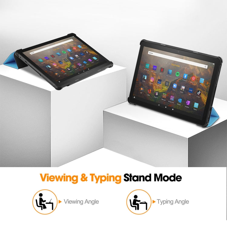 For Amazon Fire HD 10 2023 ENKAY ENKAY Tri-fold Custer Texture Leather Smart Tablet Case(Dark Blue) - Amazon by ENKAY | Online Shopping South Africa | PMC TechLife | Buy Now Pay Later Mobicred