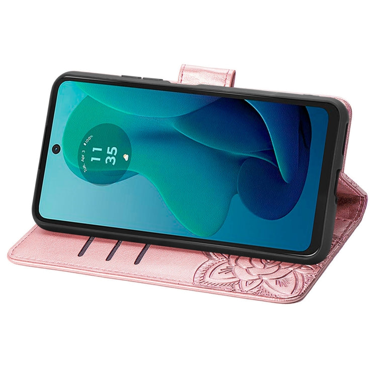 For Motorola Moto G 5G 2024 Butterfly Love Flower Embossed Leather Phone Case(Rose Pink) - Motorola Cases by PMC Jewellery | Online Shopping South Africa | PMC Jewellery | Buy Now Pay Later Mobicred