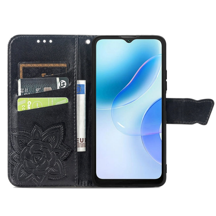 For Blackview A53 Butterfly Love Flower Embossed Leather Phone Case(Black) - More Brand by PMC TechLife | Online Shopping South Africa | PMC TechLife | Buy Now Pay Later Mobicred
