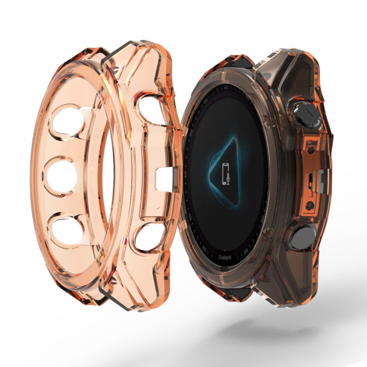 For Garmin Fenix 8 AMOLED 43mm ENKAY Hat-Prince Transparent TPU Frame Drop Protection Case(Orange) - free shipping - PMc TechLife - Order now!