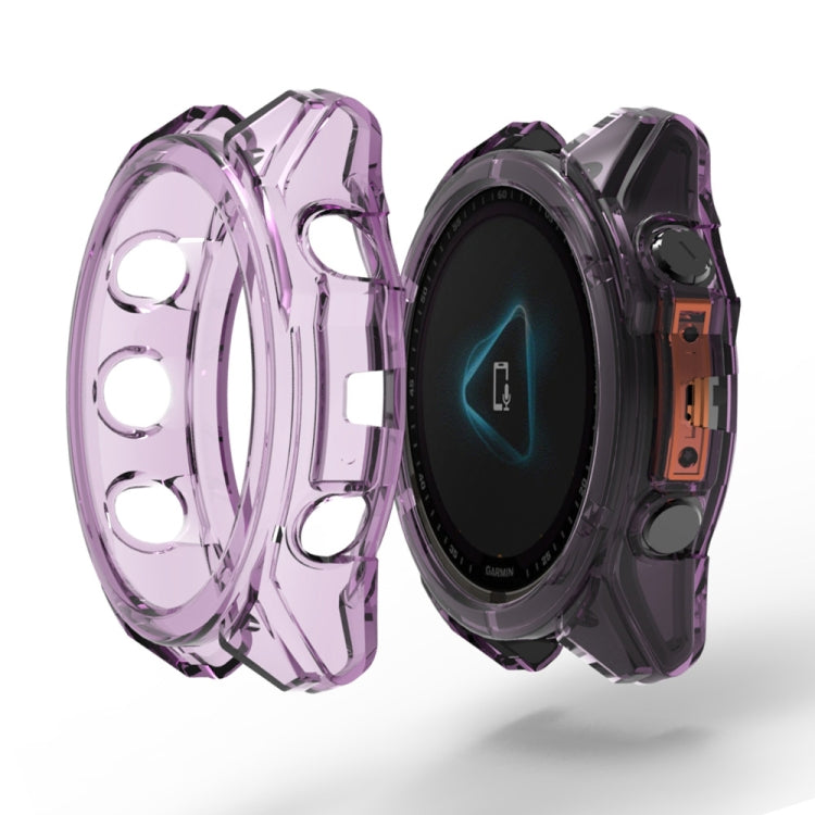 For Garmin Fenix 8 AMOLED / MIP 51mm ENKAY Hat-Prince Transparent TPU Frame Drop Protection Case(Purple) - free shipping - PMc TechLife - Order now!