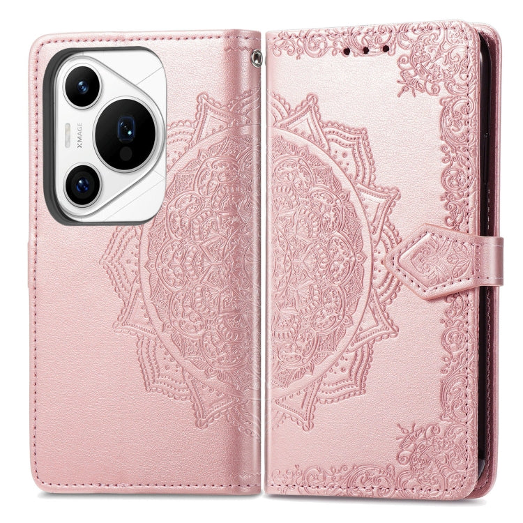 For Huawei Pura 70 Pro Mandala Flower Embossed Leather Phone Case(Rose Gold) - Huawei Cases by PMC Jewellery | Online Shopping South Africa | PMC Jewellery | Buy Now Pay Later Mobicred