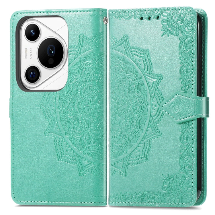 For Huawei Pura 70 Ultra Mandala Flower Embossed Leather Phone Case(Green) - Huawei Cases by PMC Jewellery | Online Shopping South Africa | PMC Jewellery | Buy Now Pay Later Mobicred