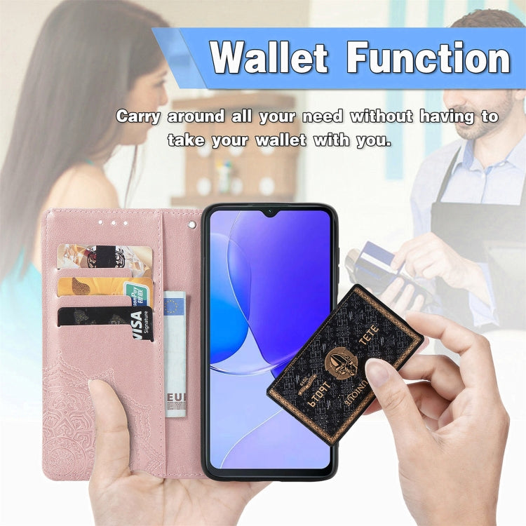 For Huawei Pura 70 Pro Mandala Flower Embossed Leather Phone Case(Rose Gold) - Huawei Cases by PMC Jewellery | Online Shopping South Africa | PMC Jewellery | Buy Now Pay Later Mobicred