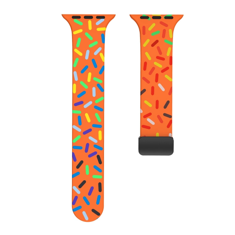 For Apple Watch 6 44mm Rainbow Dots Silicone Magnetic Black Buckle Watch Band(Orange) - Watch Bands by PMC TechLife | Online Shopping South Africa | PMC TechLife