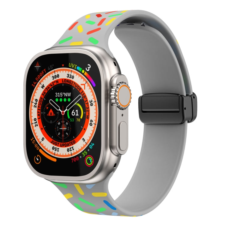For Apple Watch 5 44mm Rainbow Dots Silicone Magnetic Black Buckle Watch Band(Gray) - Watch Bands by PMC TechLife | Online Shopping South Africa | PMC TechLife