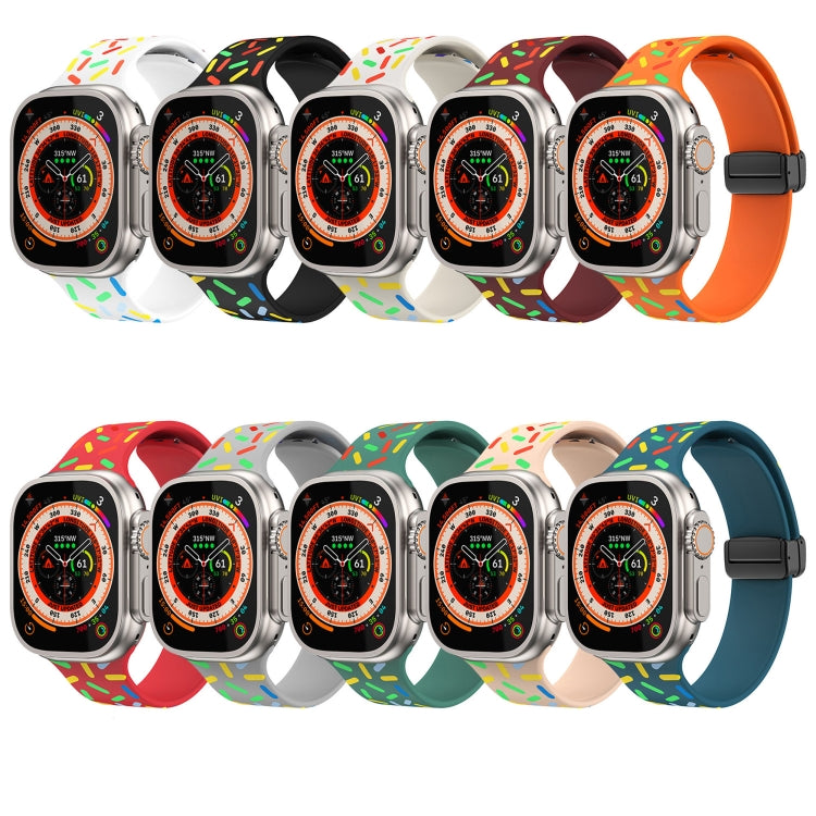 For Apple Watch SE 2022 44mm Rainbow Dots Silicone Magnetic Black Buckle Watch Band(Orange) - Watch Bands by PMC TechLife | Online Shopping South Africa | PMC TechLife