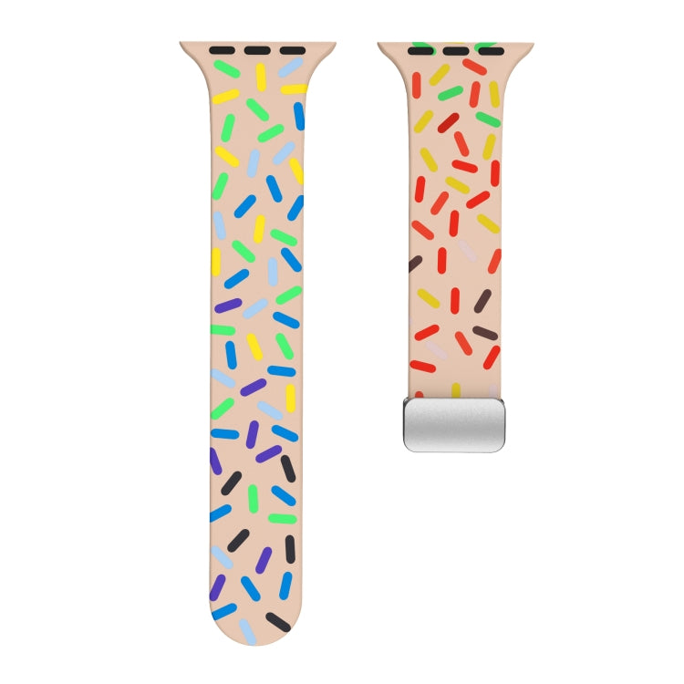 For Apple Watch SE 2022 44mm Rainbow Dots Silicone Magnetic Buckle Watch Band(Pink) - Watch Bands by PMC TechLife | Online Shopping South Africa | PMC TechLife