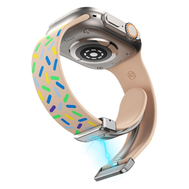 For Apple Watch 5 40mm Rainbow Dots Silicone Magnetic Buckle Watch Band(Pink) - Watch Bands by PMC TechLife | Online Shopping South Africa | PMC TechLife