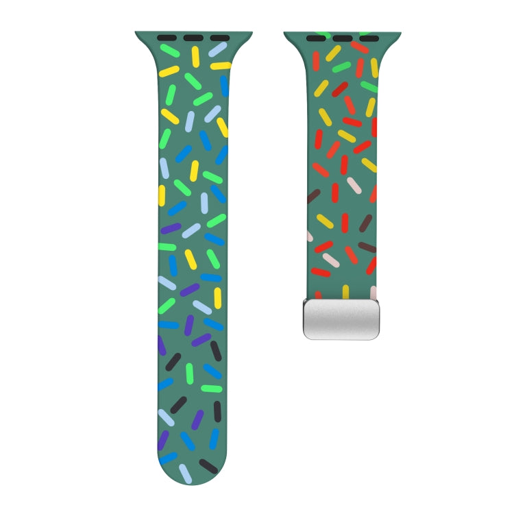 For Apple Watch 5 40mm Rainbow Dots Silicone Magnetic Buckle Watch Band(Green) - Watch Bands by PMC TechLife | Online Shopping South Africa | PMC TechLife