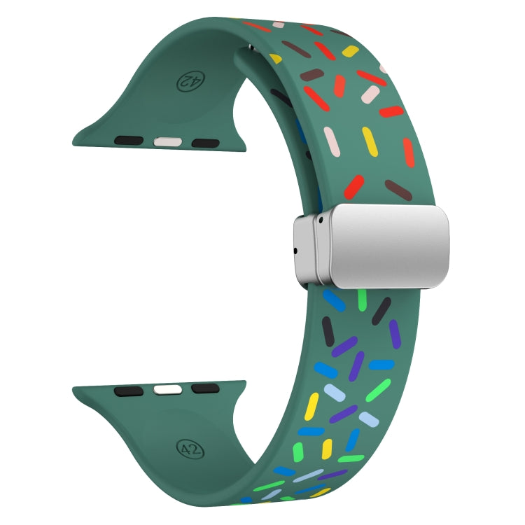 For Apple Watch 2 42mm Rainbow Dots Silicone Magnetic Buckle Watch Band(Green) - Watch Bands by PMC TechLife | Online Shopping South Africa | PMC TechLife