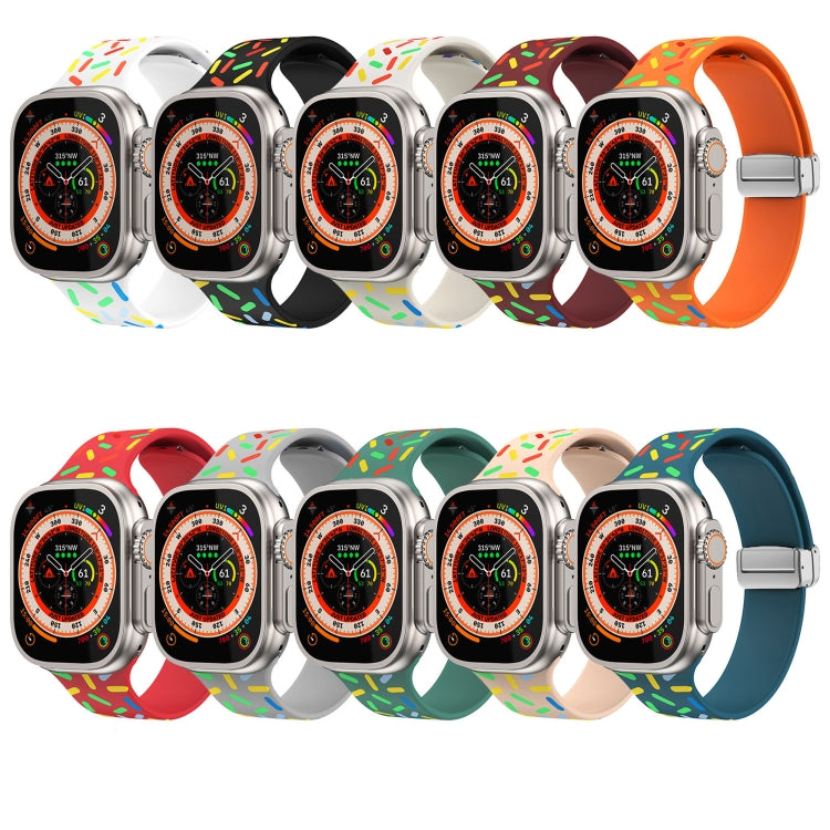 For Apple Watch 42mm Rainbow Dots Silicone Magnetic Buckle Watch Band(White) - Watch Bands by PMC TechLife | Online Shopping South Africa | PMC TechLife | Buy Now Pay Later Mobicred