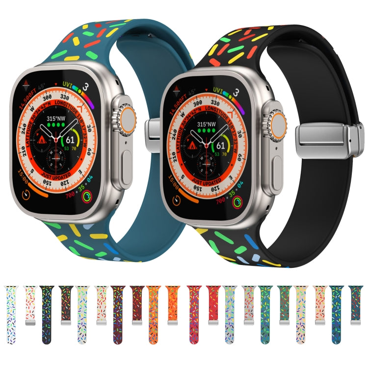 For Apple Watch 4 40mm Rainbow Dots Silicone Magnetic Buckle Watch Band(Black) - Watch Bands by PMC TechLife | Online Shopping South Africa | PMC TechLife