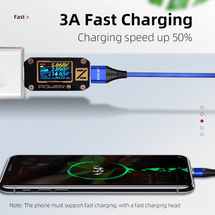 ENKAY 3A USB to 8 Pin Magnetic Fast Charging Data Cable with LED Light, Length:1m(Black) - free shipping - PMC Jewellery - Order now!