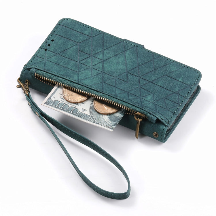 For iPhone 7 Plus / 8 Plus Geometric Zipper Wallet Side Buckle Leather Phone Case(Green) - free shipping - PMC TechLife - Order now!