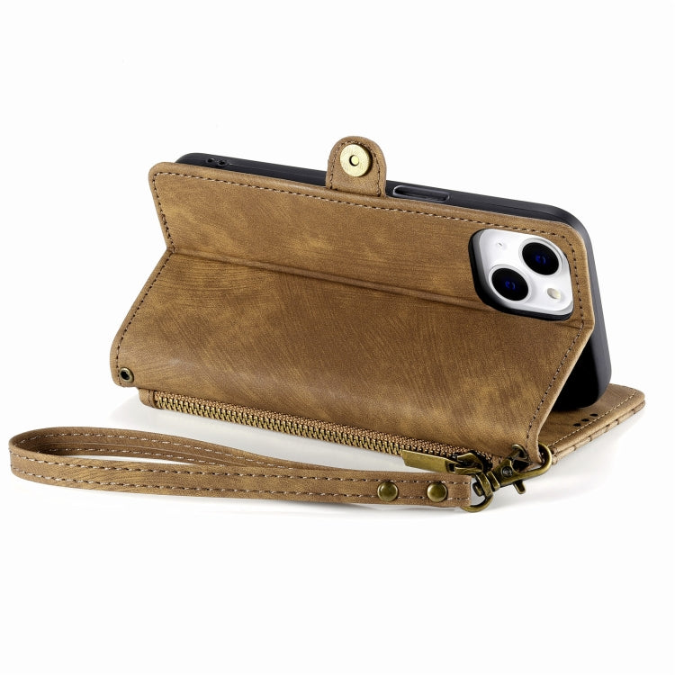 For iPhone 6 / 6s Geometric Zipper Wallet Side Buckle Leather Phone Case(Brown) - free shipping - PMC TechLife - Order now!