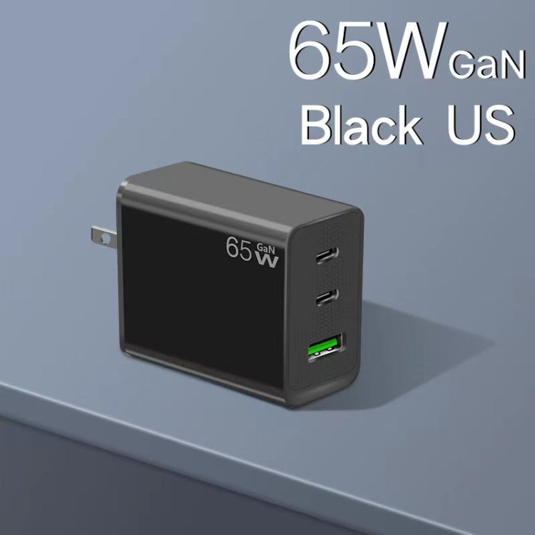 GaN PD65W Type-C x 2 + USB3.0 Laptop Adapter ,US Plug(Black) - free shipping - PMC Jewellery - Order now!