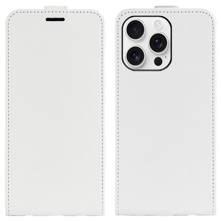 For iPhone 16 Pro R64 Texture Single Vertical Flip Leather Phone Case(White) - iPhone 16 Pro Cases by PMC TechLife | Online Shopping South Africa | PMC TechLife | Buy Now Pay Later Mobicred