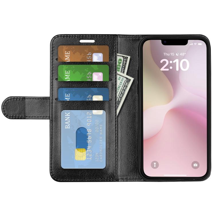 For iPhone 16e R64 Texture Horizontal Flip Leather Phone Case(Black) - iPhone 16e Cases by PMC TechLife | Online Shopping South Africa | PMC TechLife | Buy Now Pay Later Mobicred