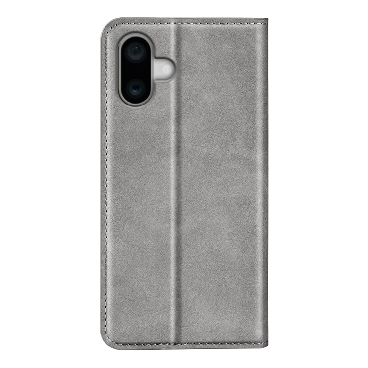 For iPhone 16 Pro Retro-skin  Magnetic Suction Leather Phone Case(Grey) - iPhone 16 Pro Cases by PMC TechLife | Online Shopping South Africa | PMC TechLife | Buy Now Pay Later Mobicred