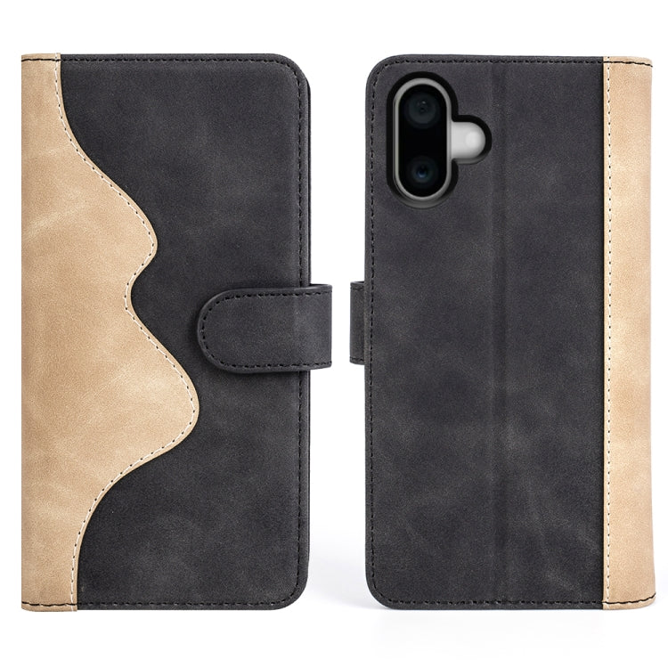 For iPhone 16 Plus Stitching Horizontal Flip Leather Phone Case(Black) - iPhone 16 Plus Cases by PMC TechLife | Online Shopping South Africa | PMC TechLife | Buy Now Pay Later Mobicred