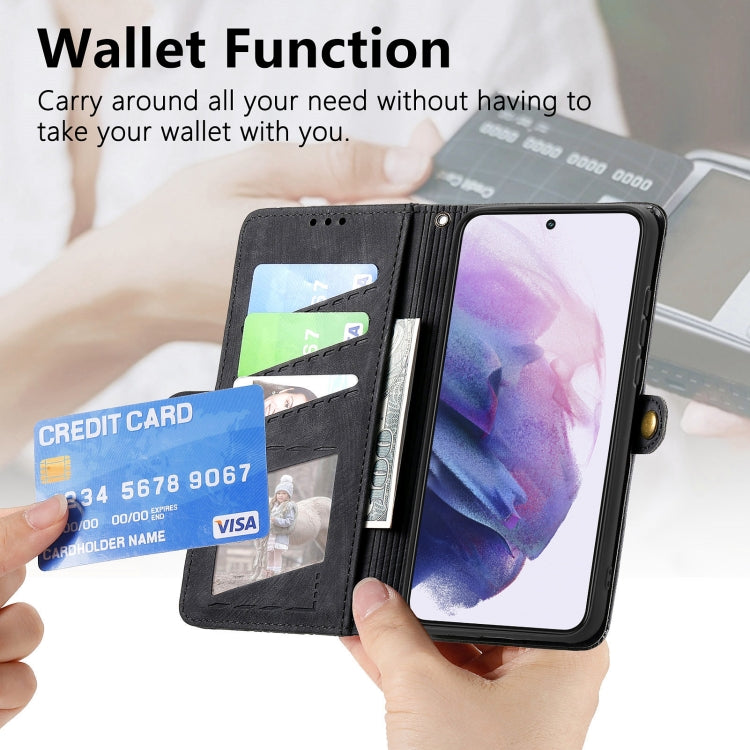 For Samsung Galaxy S23+ 5G Geometric Zipper Wallet Side Buckle Leather Phone Case(Black) - free shipping - PMC TechLife - Order now!