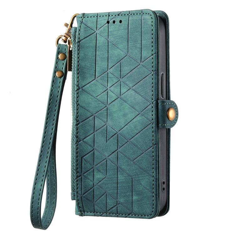 For Samsung Galaxy S23 Ultra 5G Geometric Zipper Wallet Side Buckle Leather Phone Case(Green) - free shipping - PMC TechLife - Order now!