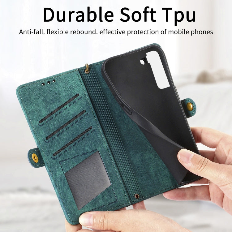 For Samsung Galaxy S23 Ultra 5G Geometric Zipper Wallet Side Buckle Leather Phone Case(Green) - free shipping - PMC TechLife - Order now!