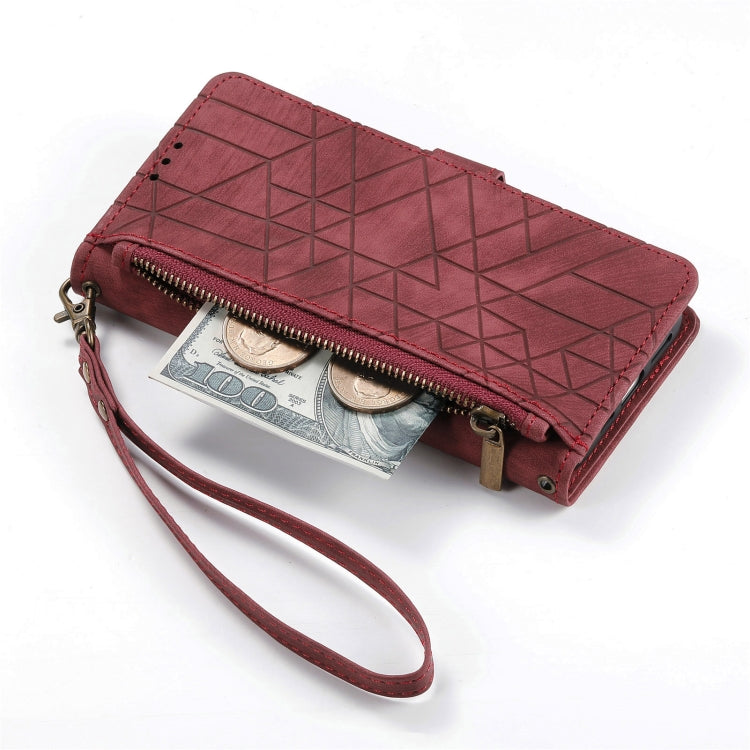 For Samsung Galaxy S23 Ultra 5G Geometric Zipper Wallet Side Buckle Leather Phone Case(Red) - free shipping - PMC TechLife - Order now!