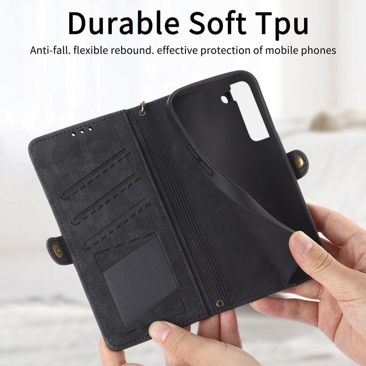 For Samsung Galaxy S22+ 5G Geometric Zipper Wallet Side Buckle Leather Phone Case(Black) - free shipping - PMC TechLife - Order now!