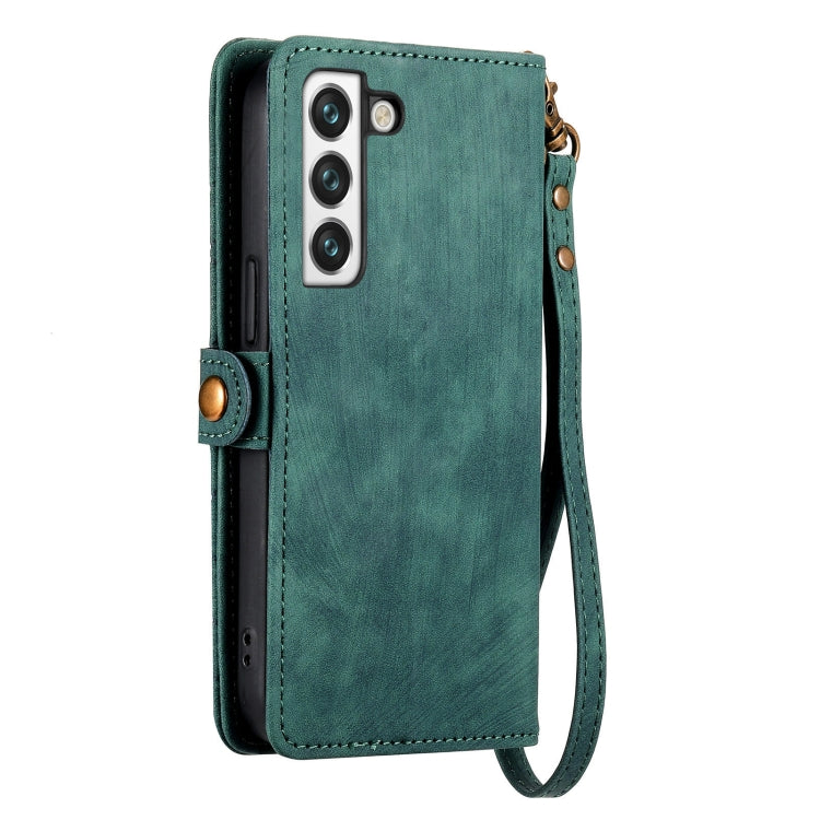 For Samsung Galaxy S21+ 5G Geometric Zipper Wallet Side Buckle Leather Phone Case(Green) - free shipping - PMC TechLife - Order now!