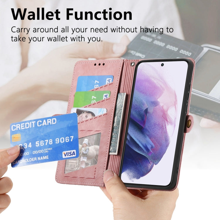 For Samsung Galaxy S20 Geometric Zipper Wallet Side Buckle Leather Phone Case(Pink) - free shipping - PMC TechLife - Order now!