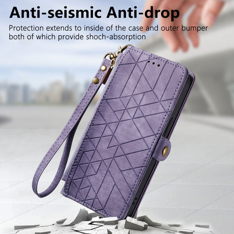 For Samsung Galaxy S20 Geometric Zipper Wallet Side Buckle Leather Phone Case(Purple) - free shipping - PMC TechLife - Order now!