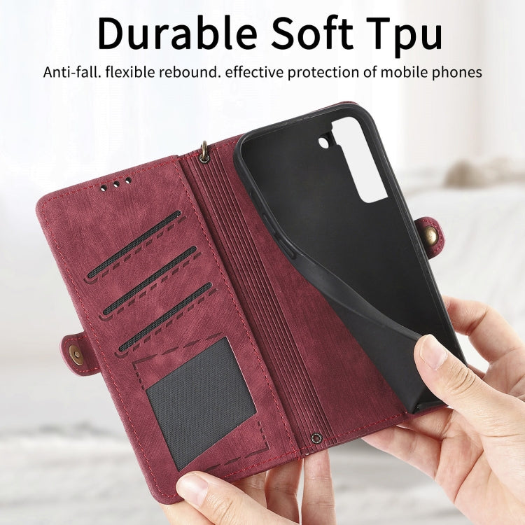 For Samsung Galaxy S20 Ultra Geometric Zipper Wallet Side Buckle Leather Phone Case(Red) - free shipping - PMC TechLife - Order now!