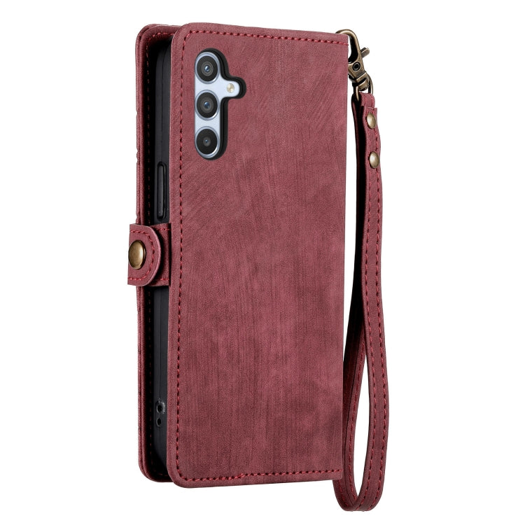 For Samsung Galaxy A50 Geometric Zipper Wallet Side Buckle Leather Phone Case(Red) - free shipping - PMC TechLife - Order now!