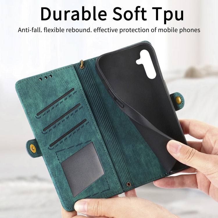 For Samsung Galaxy A31 Geometric Zipper Wallet Side Buckle Leather Phone Case(Green) - free shipping - PMC TechLife - Order now!