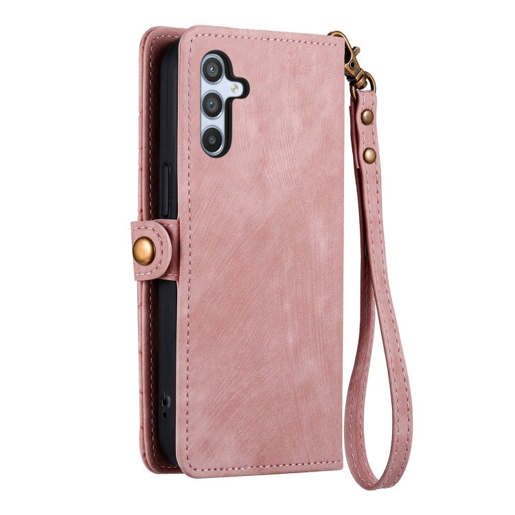 For Samsung Galaxy A71 Geometric Zipper Wallet Side Buckle Leather Phone Case(Pink) - free shipping - PMC TechLife - Order now!