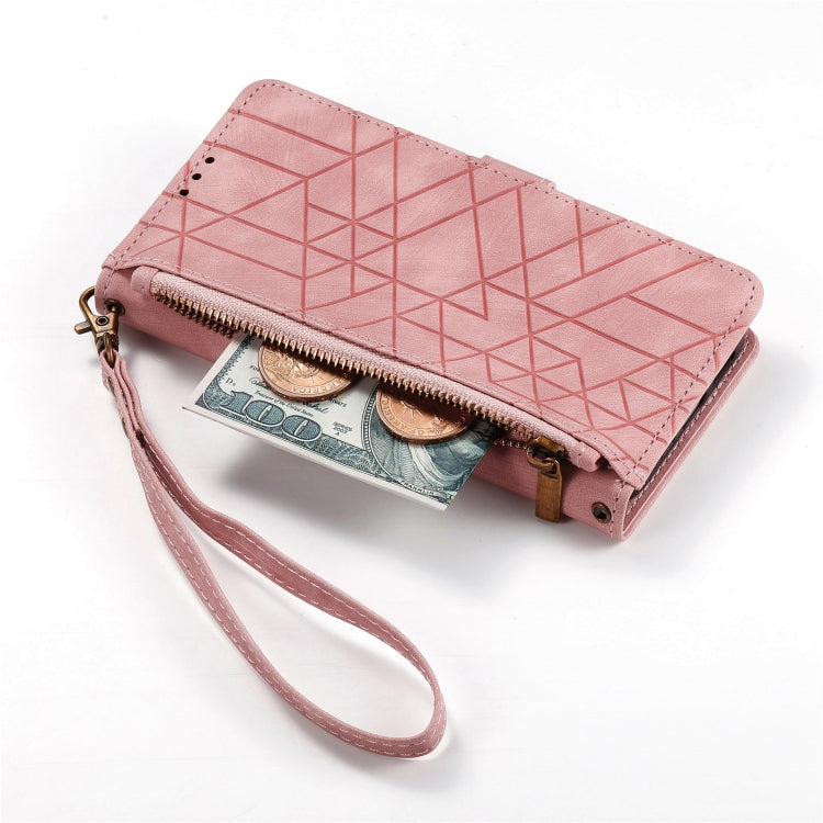 For Samsung Galaxy A71 Geometric Zipper Wallet Side Buckle Leather Phone Case(Pink) - free shipping - PMC TechLife - Order now!