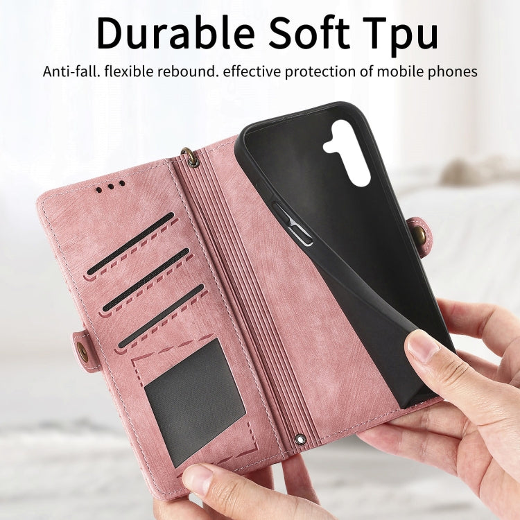 For Samsung Galaxy A71 Geometric Zipper Wallet Side Buckle Leather Phone Case(Pink) - free shipping - PMC TechLife - Order now!