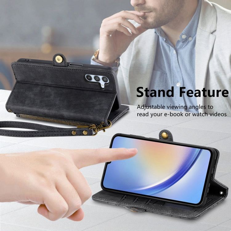 For Samsung Galaxy A32 5G Geometric Zipper Wallet Side Buckle Leather Phone Case(Black) - free shipping - PMC TechLife - Order now!