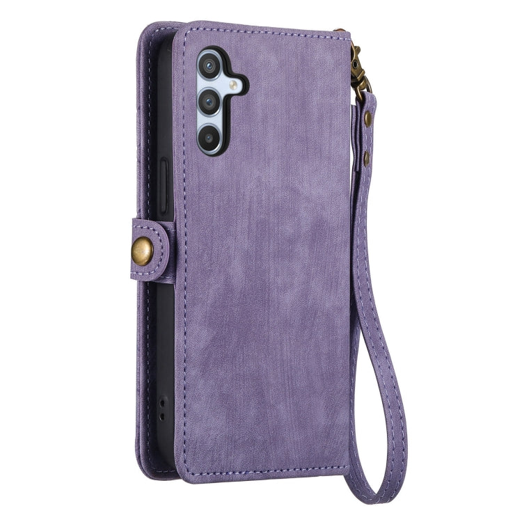 For Samsung Galaxy A52 5G Geometric Zipper Wallet Side Buckle Leather Phone Case(Purple) - free shipping - PMC TechLife - Order now!