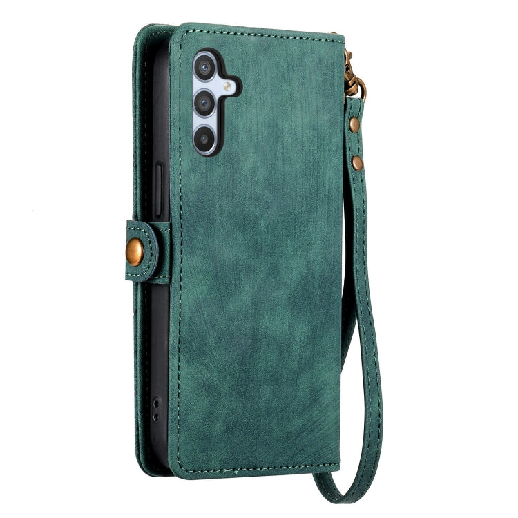For Samsung Galaxy A13 5G Geometric Zipper Wallet Side Buckle Leather Phone Case(Green) - free shipping - PMC TechLife - Order now!